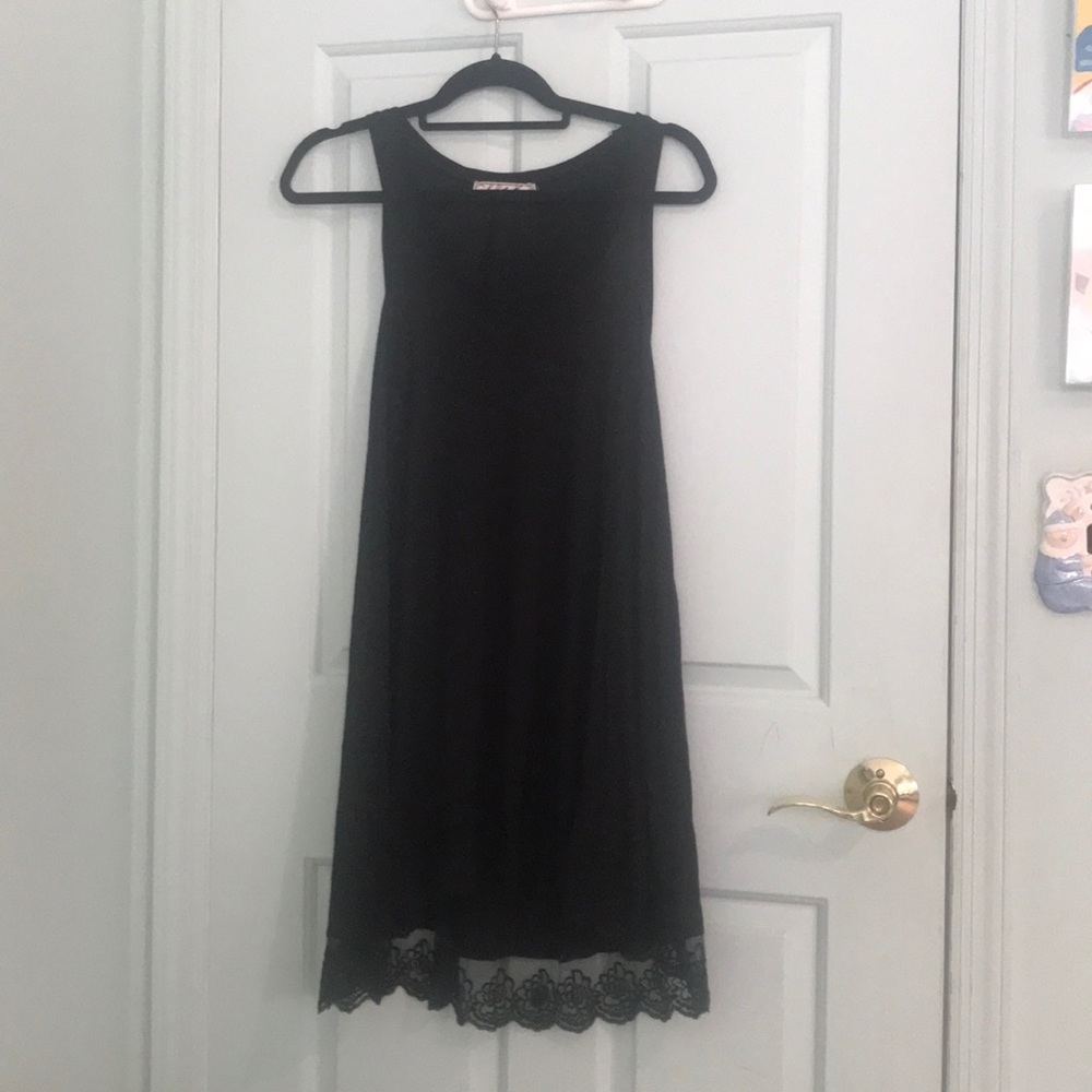Black Cotton and Lace Dress